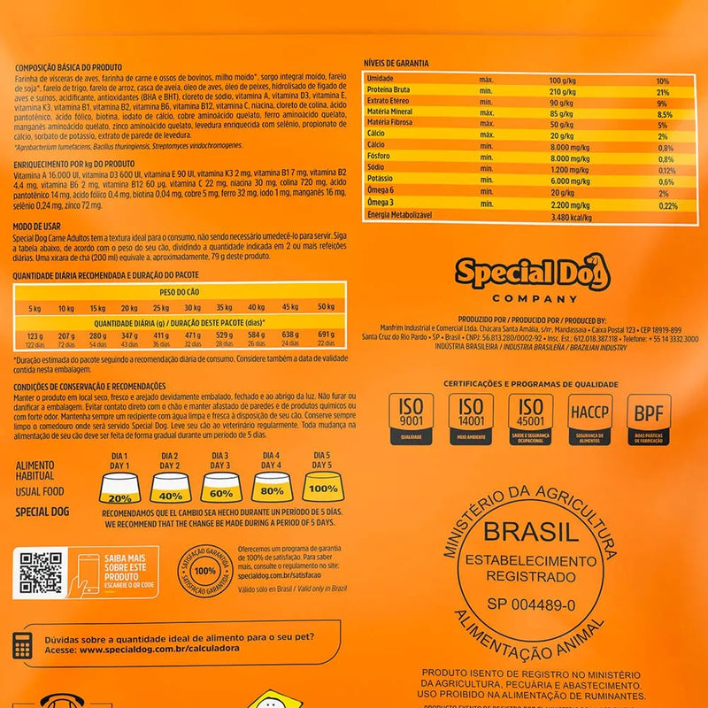 Ração Special Dog Premium Carne para Cães Adultos