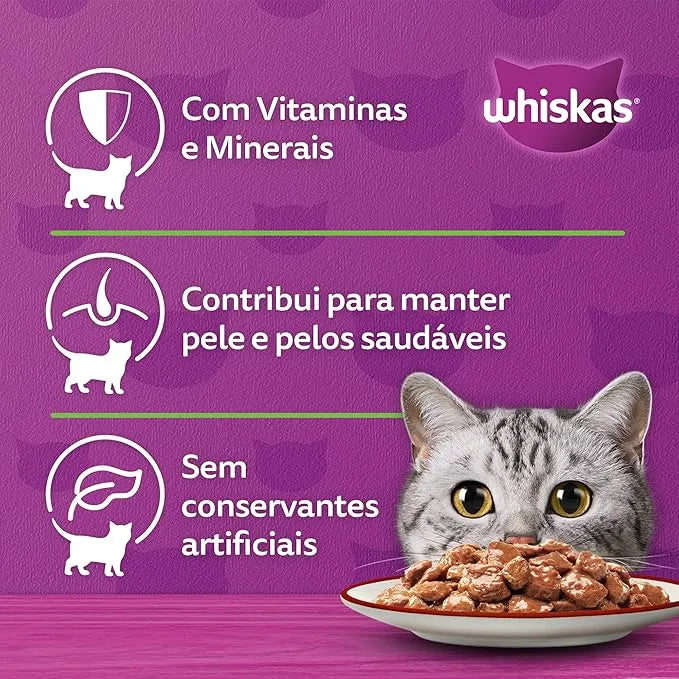 Whiskas Sachê Carne ao Molho para Gatos Adultos – 85g