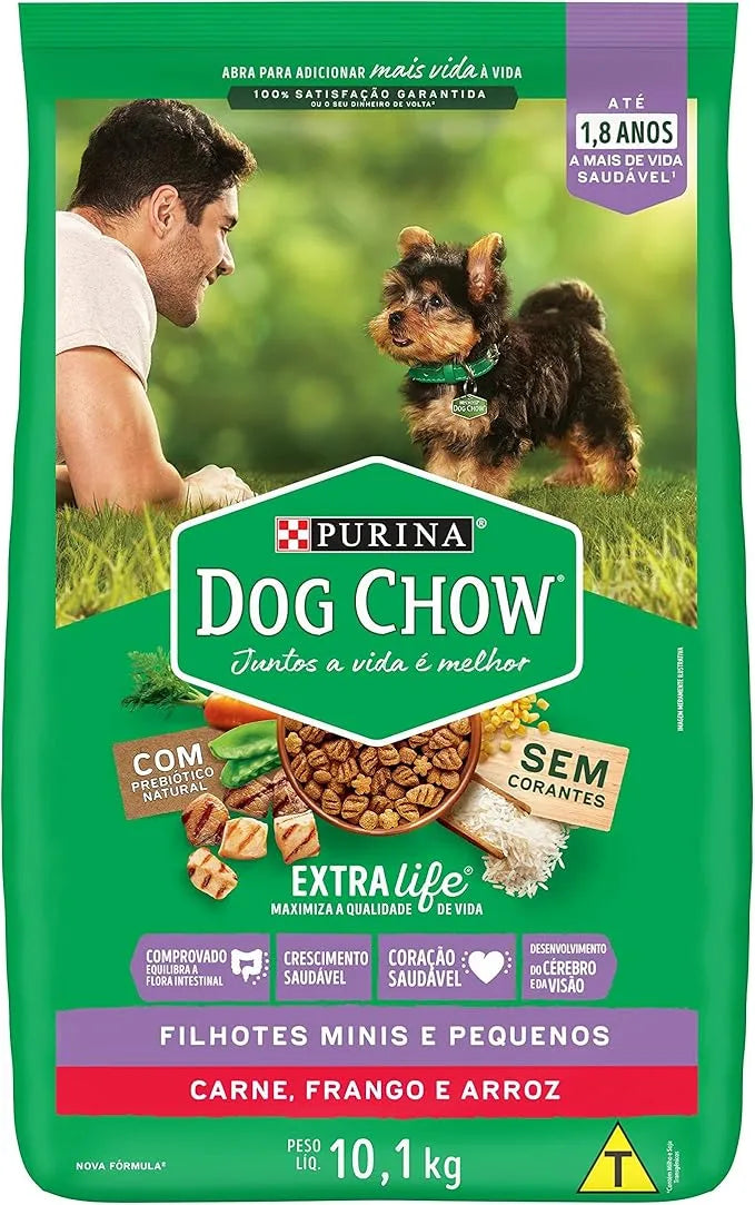 Ração Dog Chow Extra Life Carne, Frango e Arroz para Filhotes de Raças Pequenas