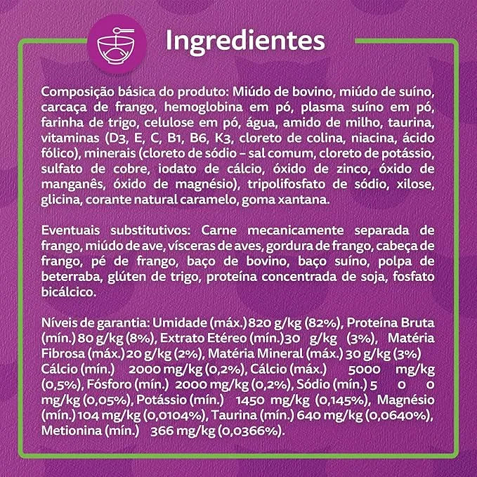 Whiskas Sachê Carne ao Molho para Gatos Adultos – 85g