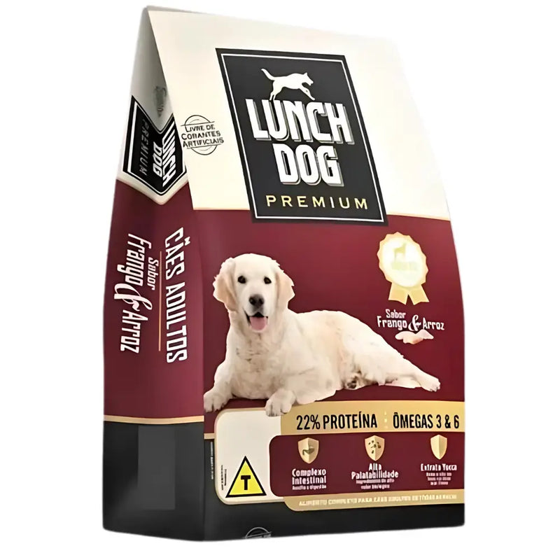Ração Lunch Dog Premium para Cães Adultos Sabor Frango e Arroz - 22% Proteínas